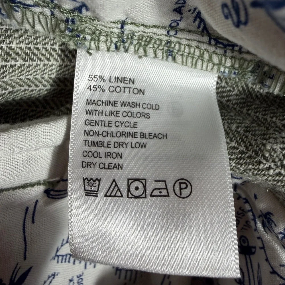 Tommy Bahama Shorts Herringbone Men 36(Fit 34x8.5) Green Linen Cotton Blend NWOT